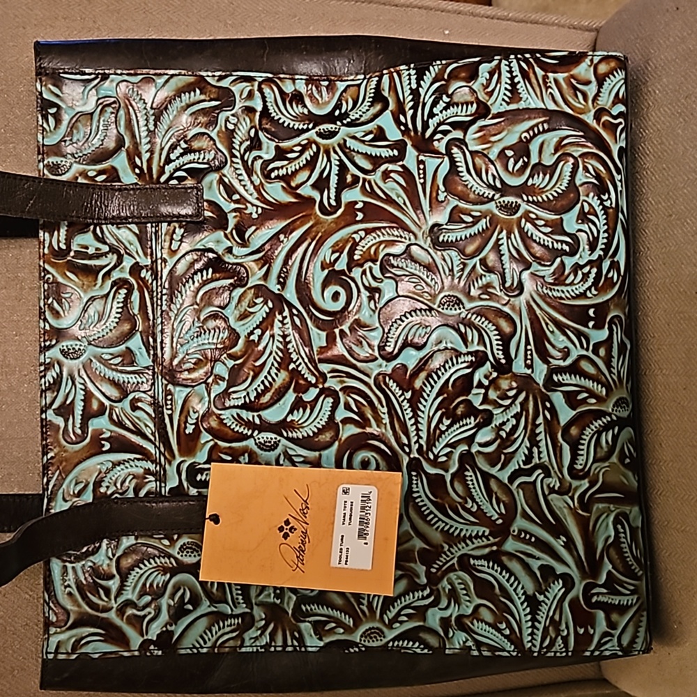 Patricia Nash Turquoise Tooled Viana leather tote NWT - Picture 3 of 9